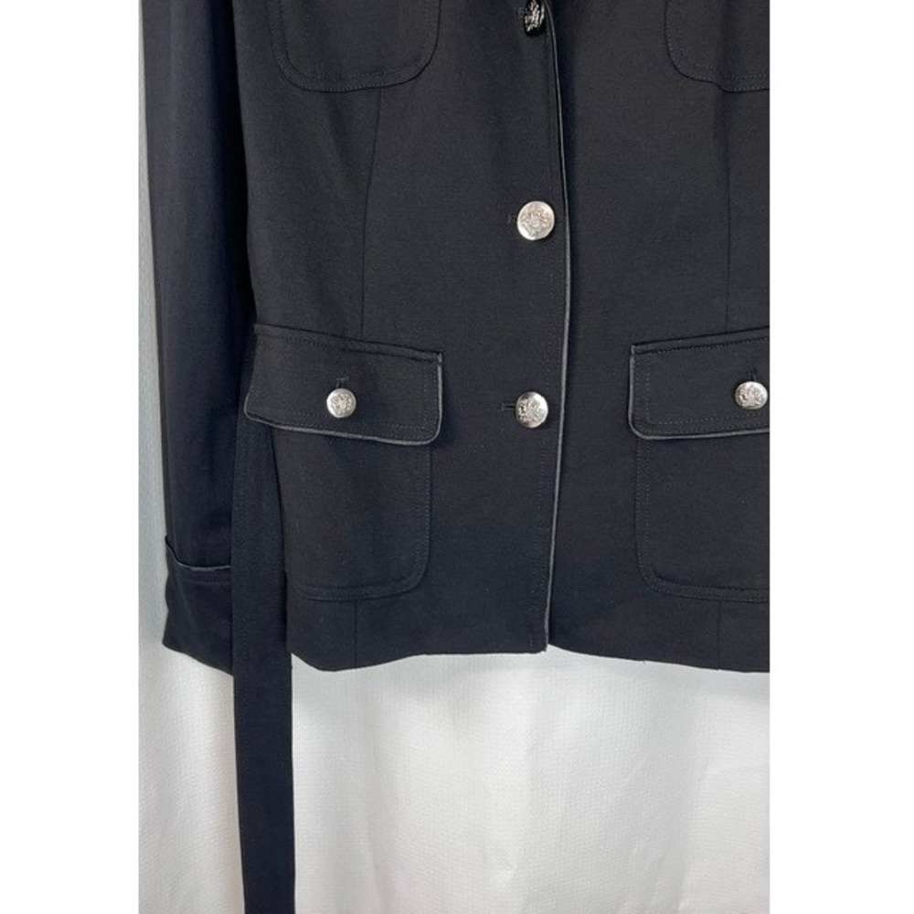 White House Black Market Classic Black Tailored Belted Safari Field Blazer 8 - Picture 8 of 16